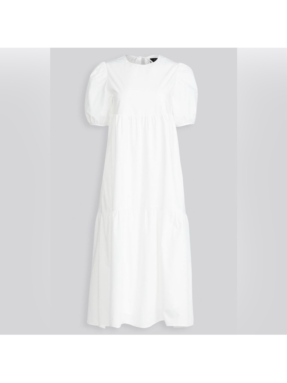 Puff-Sleeve White Tiered Maxi Dress